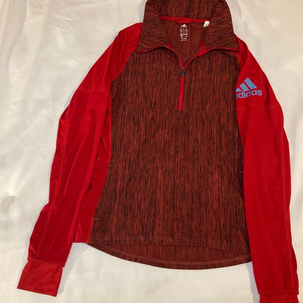 Adidas red climalite long sleeve pull over ladies size medium